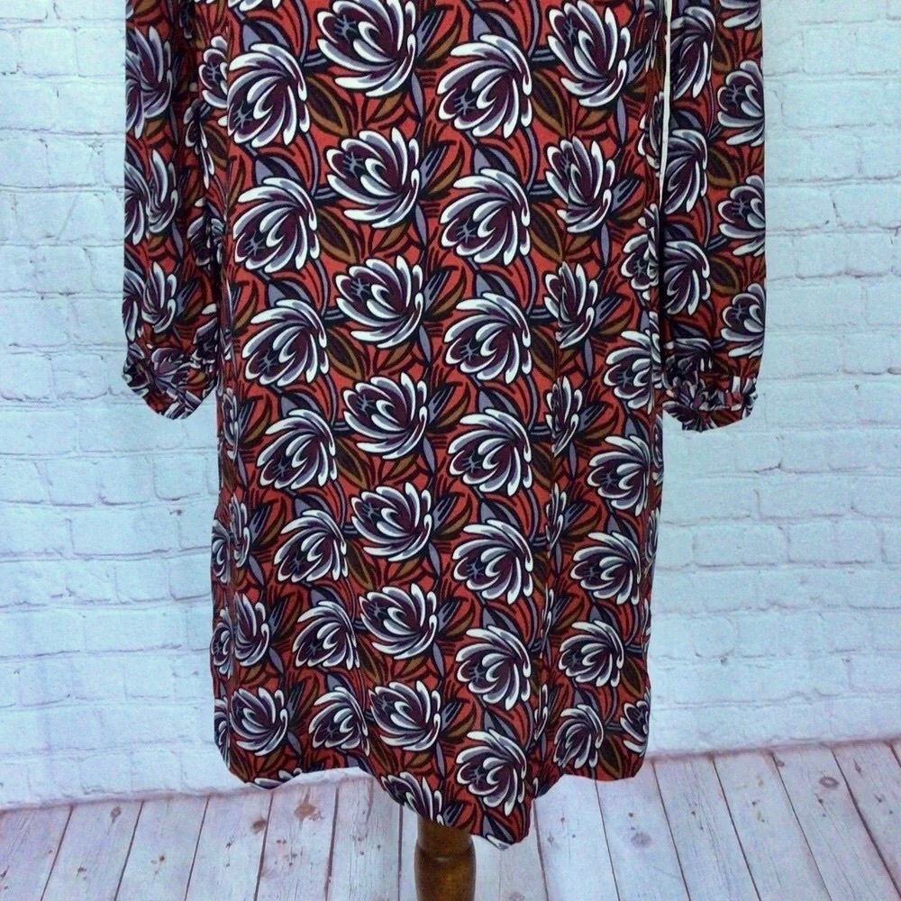 LOFT Red Floral Long Sleeve Midi Dress - Size XSP - Picture 3 of 8